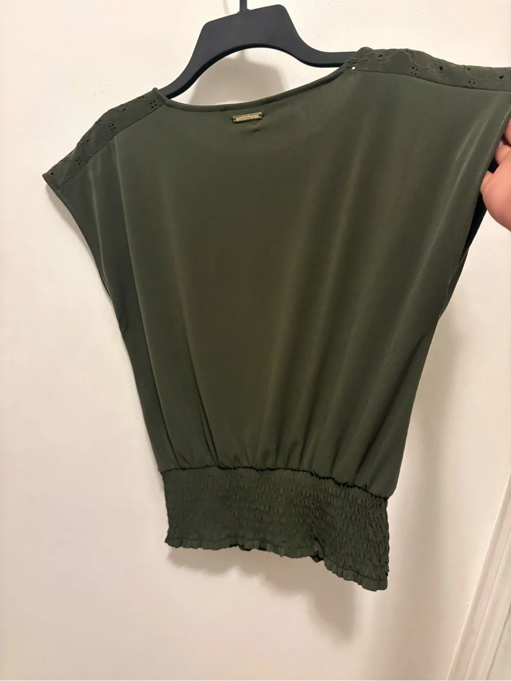MICHAEL Michael Kors Olive Green Eyelet Shoulder Blouse